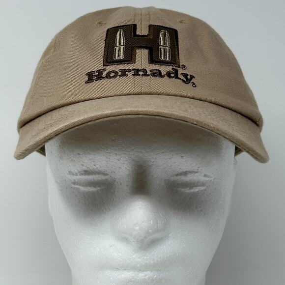 Hornady Ammunition Dad Hat Baseball Cap Firearms Bullets Strapback Khaki Beige - Picture 2 of 9